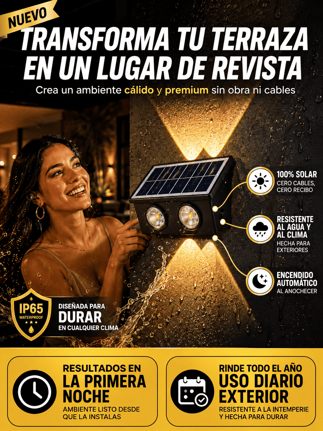 Luz solar de pared ambiente gourmet